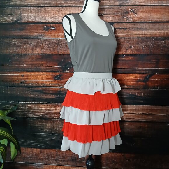 NWT Misope Dress M Tiered Ruffle Layered Lined Side Zip Tank Stretch Y2K - Picture 3 of 11